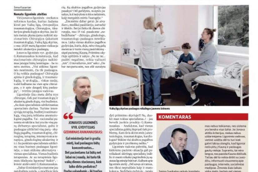 Akušerija, ortopedija-traumatologija, stacionarinė chirurgija, vaikų ligos – štai tokioms paslaugoms Jonavos ligoninėje iškilo grėsmė